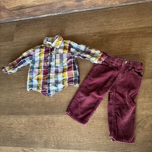 Crazy 8 Baby Boy Christmas Outfit Corduroy 6-12 months